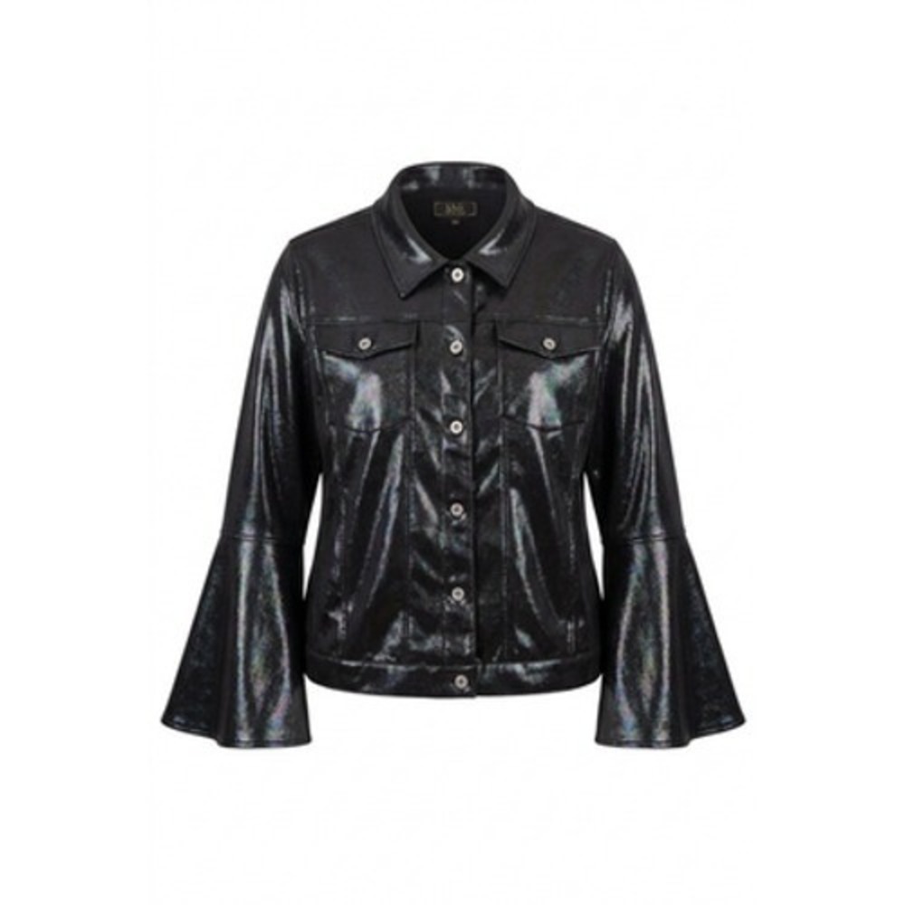 Lucky & Blessed Jacket Womens 2X Black Metallic Bell Sleeve Party Whimsical Goth